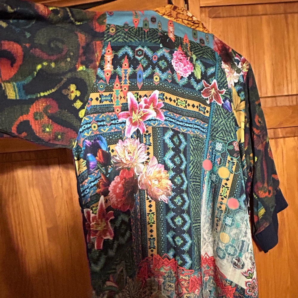 John Mark Multicolor Boho Patchwork Kimono - image 3